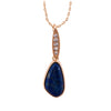 pendant in rose gold plating with crystals and lapis lazuli semi precious gemstone from forest jewelry