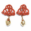 weavee earrings in burnt orange with gold plated baroque nuggets from forest jewelry