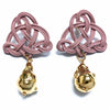 weavee earrings in dusty pink with gold plated baroque nuggets from forest jewelry